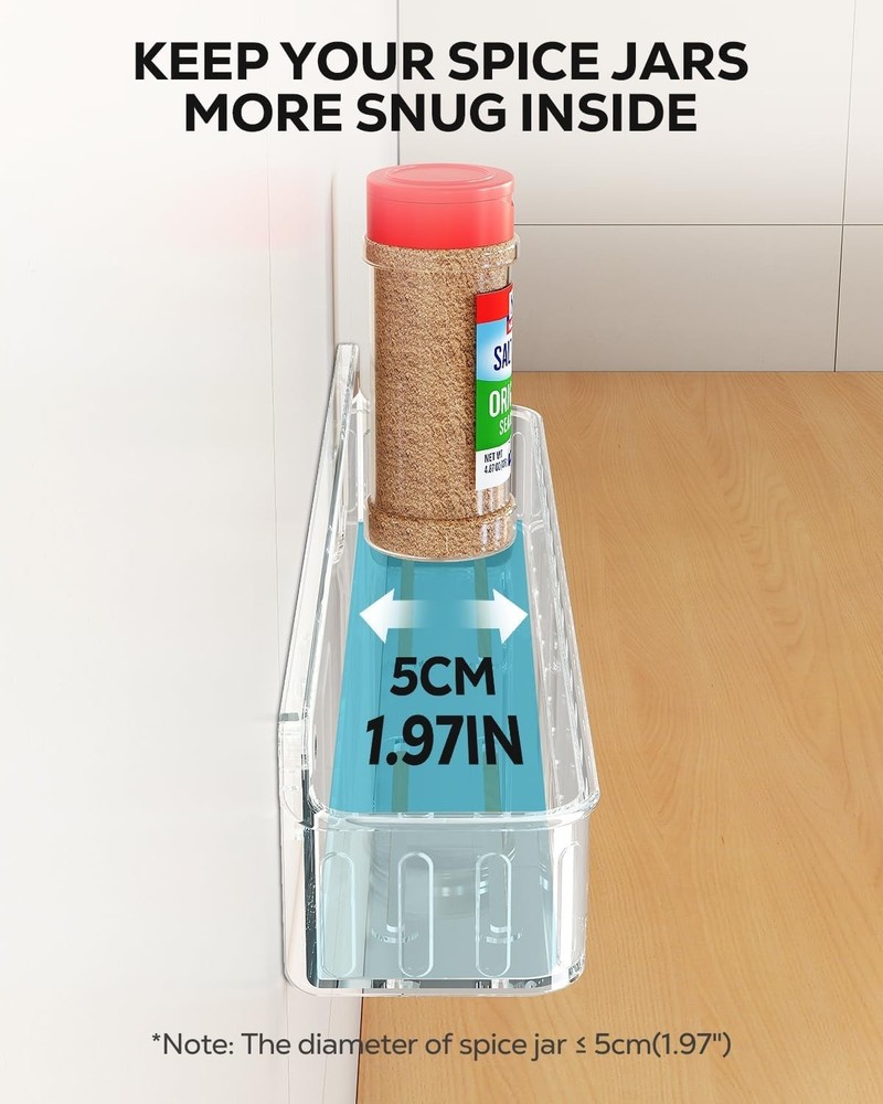 Easy Installation Wall Mount Spice Rack - 4 Clear Shelves for Kitchen Efficiency