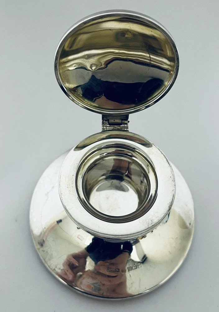 Solid Sterling Silver Capstan Inkwell with Liner