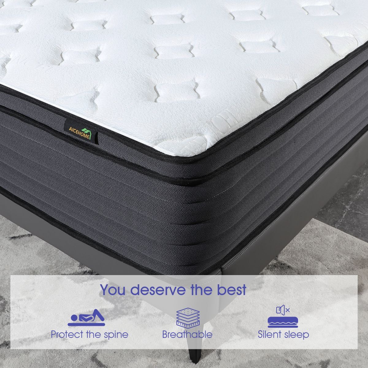 14/12/10 Inch Twin Full Queen King Mattress Memory Foam Spring Hybrid In A Box