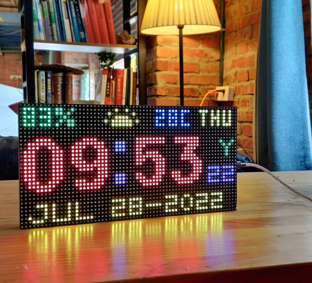 Digital Clock LED Matrix Clock Weather Station Wall clock Cool gift