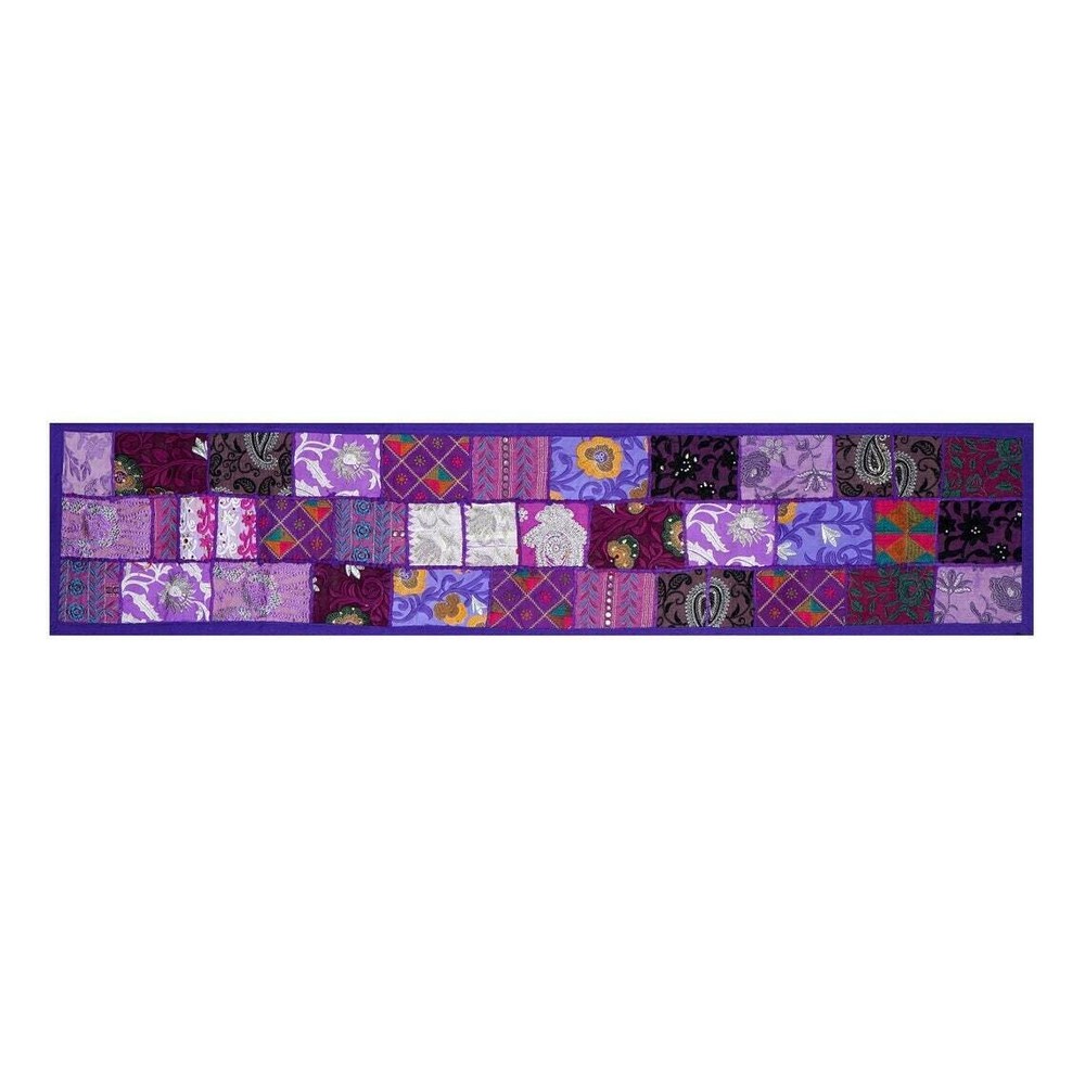 Indian Cotton Patchwork Table Runner Embroidered Dining Table Tapestry 152X45 cm