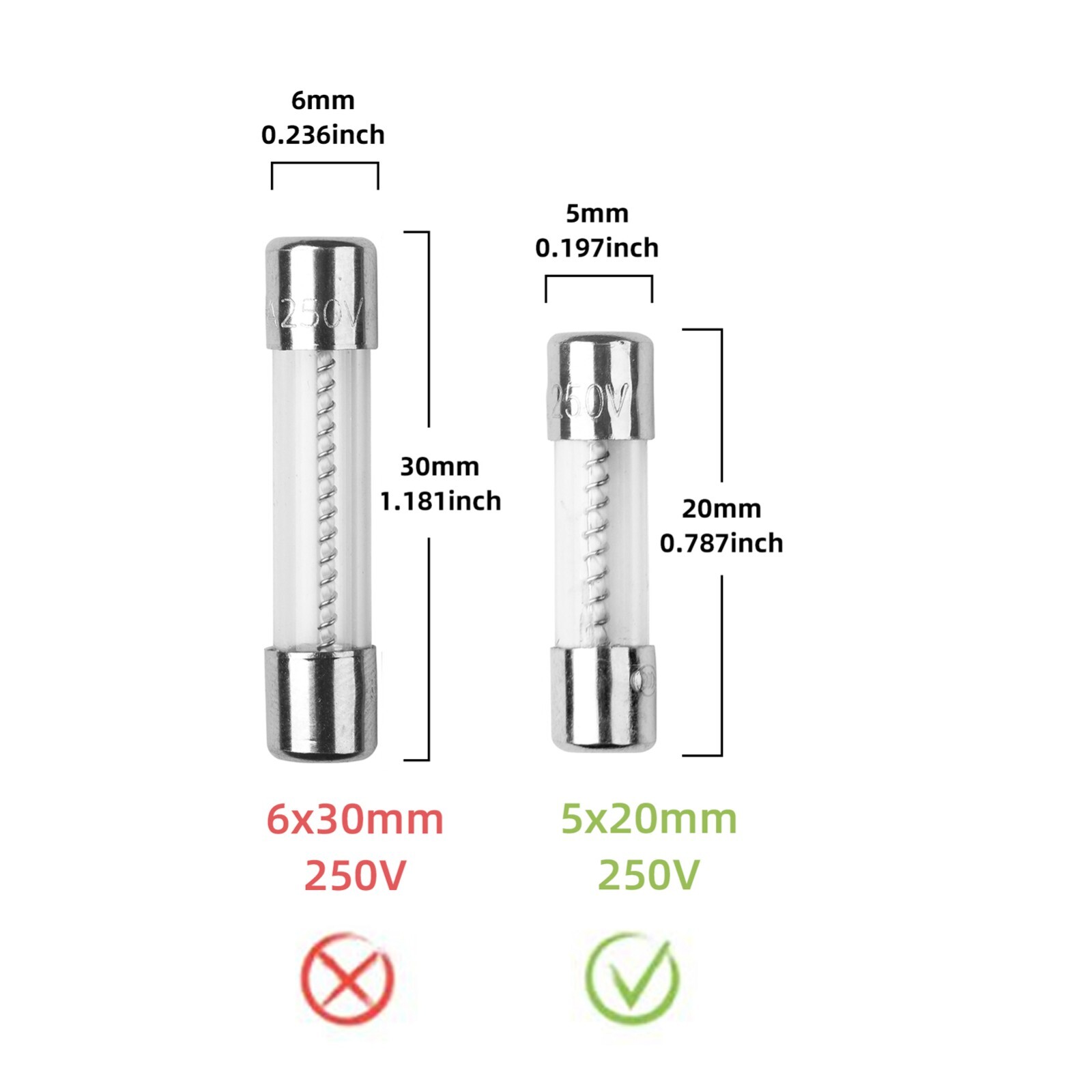 10Pcs 3.15A 250V SLOW Blow Glass Fuse 5X20mm T3.15AL250V Time-Delay Fuse
