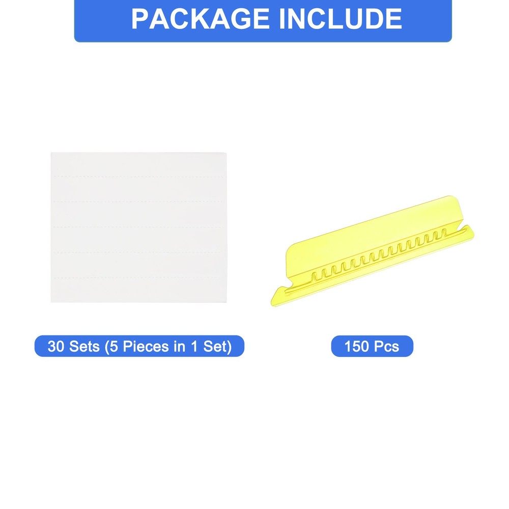 Hanging File Folder Tabs, 4 Inch File Folder Tabs and Inserts, Yellow, 150 Pcs