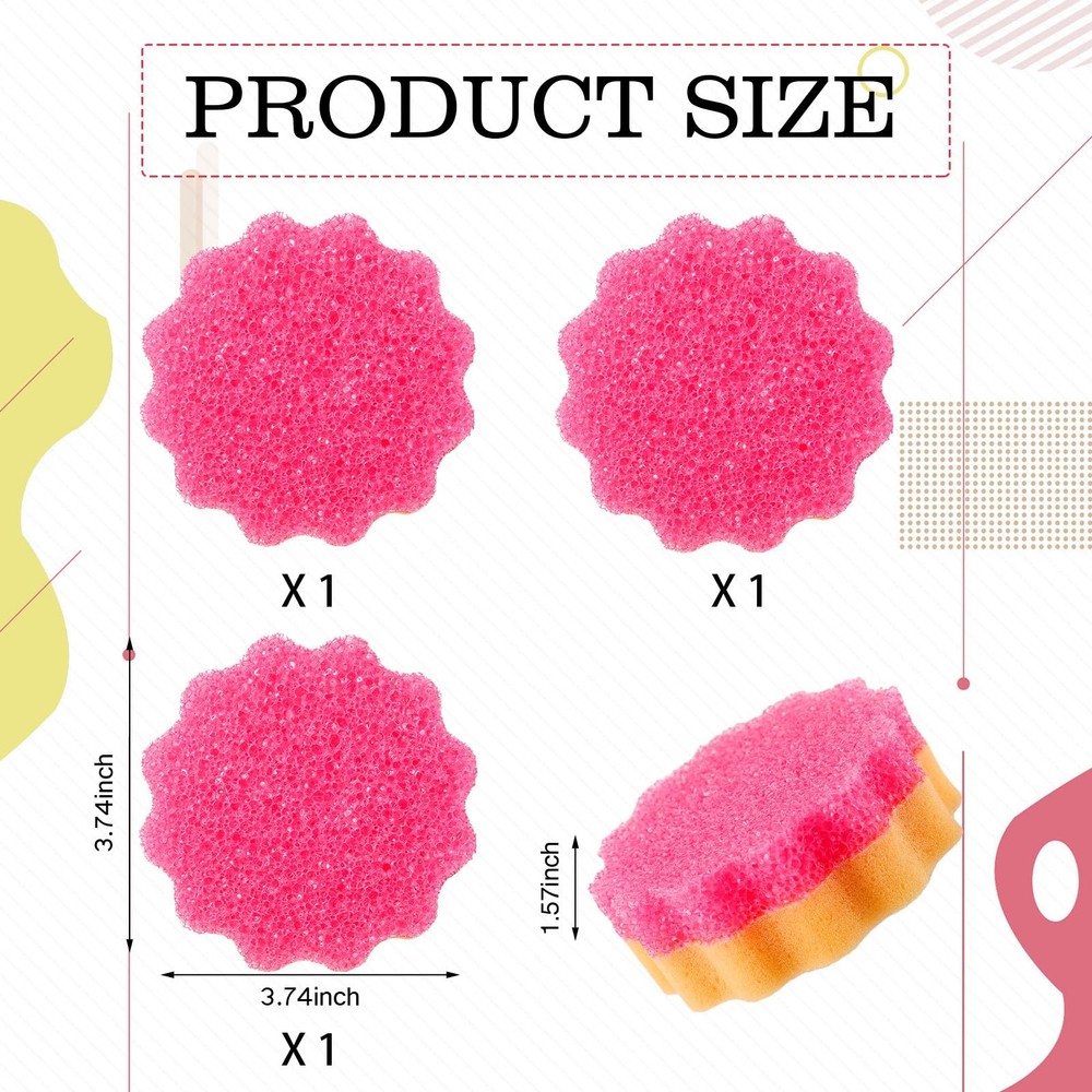 3 Pcs Dual Sided Scrub Sponge Multi Functional Cute Temperature Sensitive