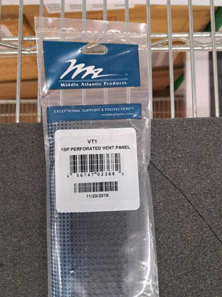 New, Middle Atlantic, VT1, Vented Panel, 64% Open Area - 1 Space