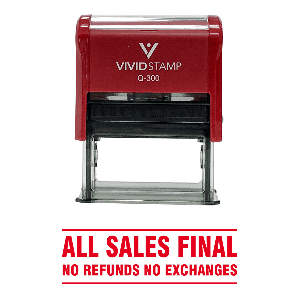 All Sales Final No Refunds No Exchanges Self Inking Rubber Stamp (Red) - Large