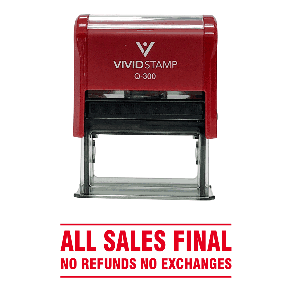 All Sales Final No Refunds No Exchanges Self Inking Rubber Stamp (Red) - Large