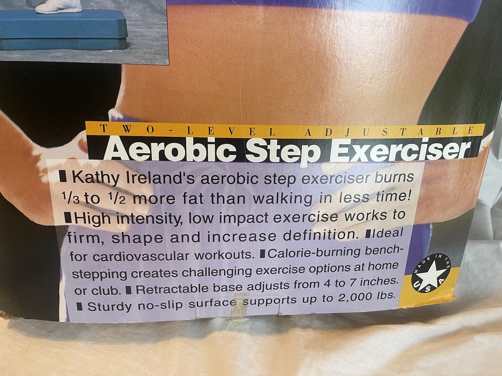 Kathy Ireland Aerobic Step Exerciser 2 Level Adjustable Board Step Fun 27” Long