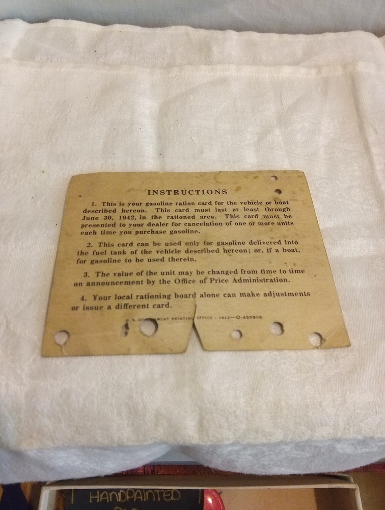WWII Gasoline Ration Card