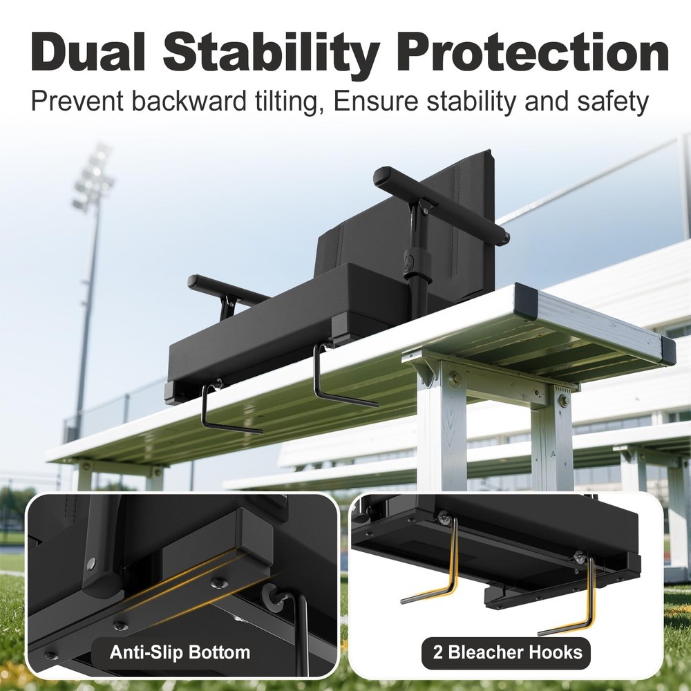 Portable Stadium Seats with Back Support, Thick Cushion, Armrests, and Strap