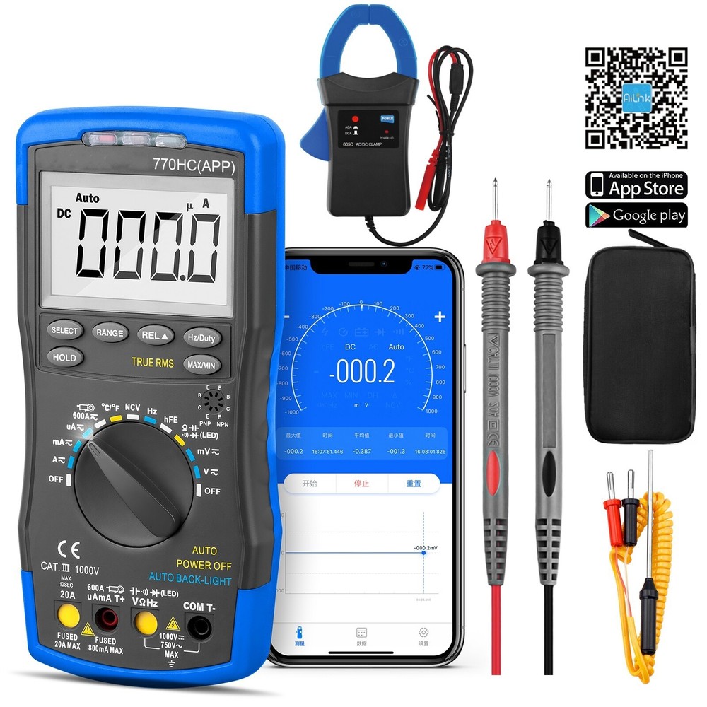 Digital Multimeter TRMS 6000 Counts Auto Range Ammeter AC DC Volt Clamp Meter US