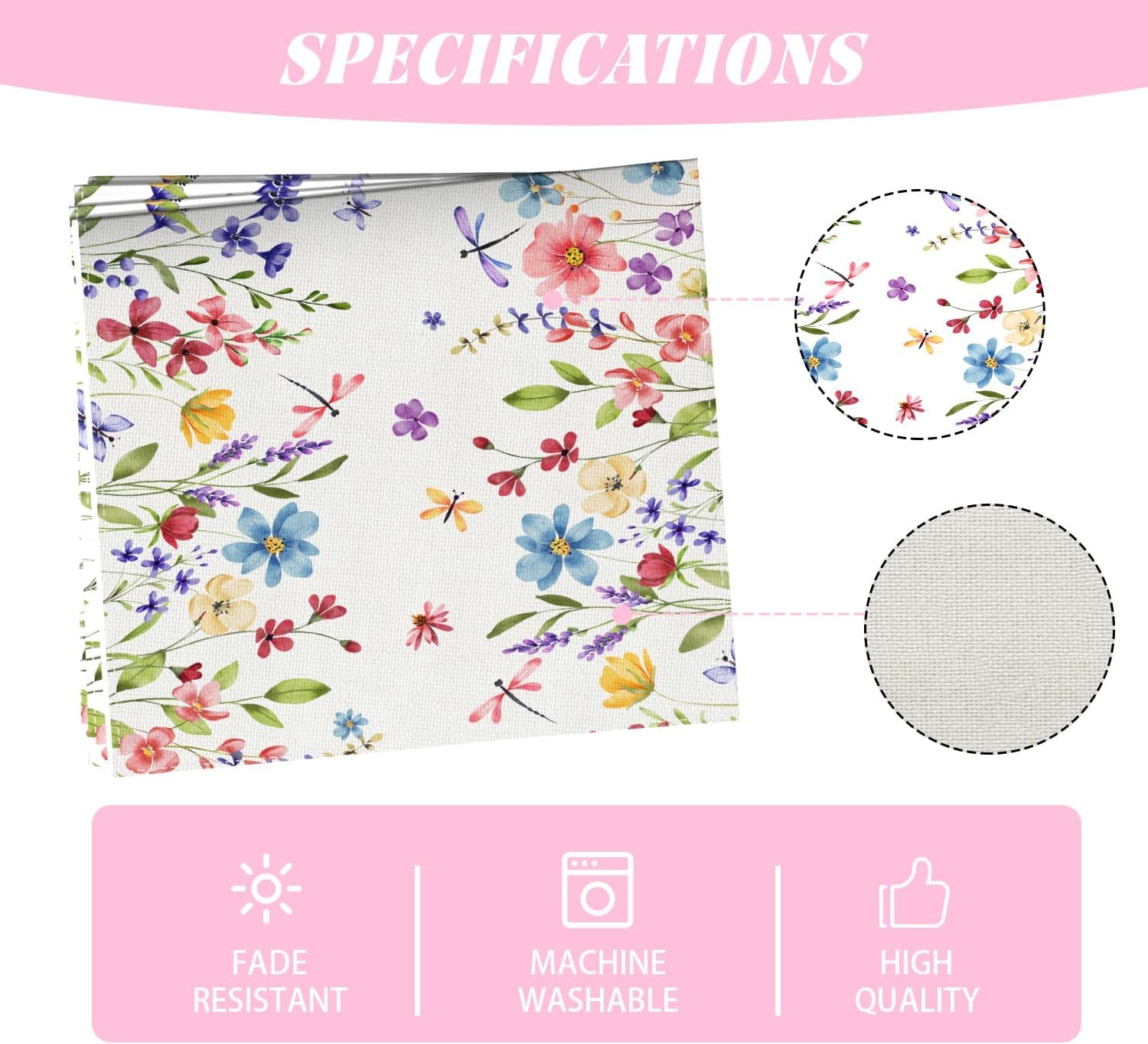 Flowers Spring Table Runner 13x72 Inch Spring Summer Easter Decorations and Supp