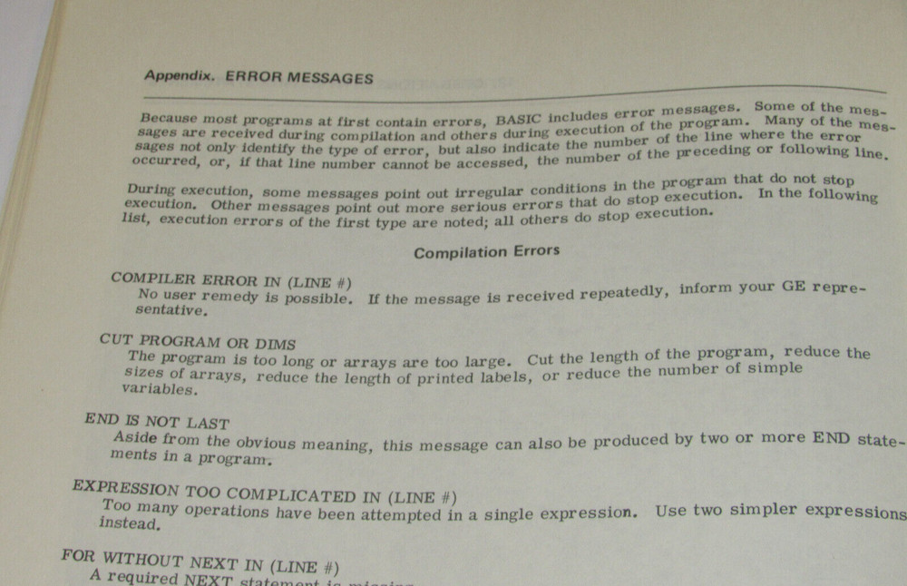 VTG 1973 GE/GENERAL ELECTRIC MARK III COMPUTER BASIC LANGUAGE REFERENCE MANUAL!