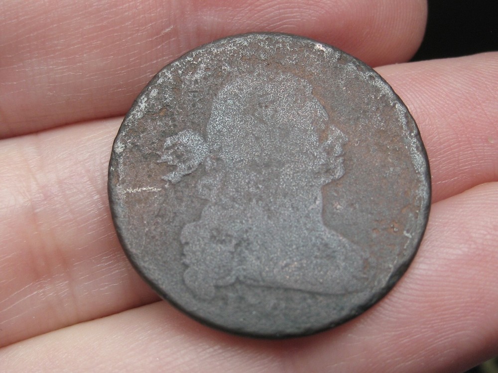 1798 Draped Bust Large Cent Penny- S-166, Reverse Die Break