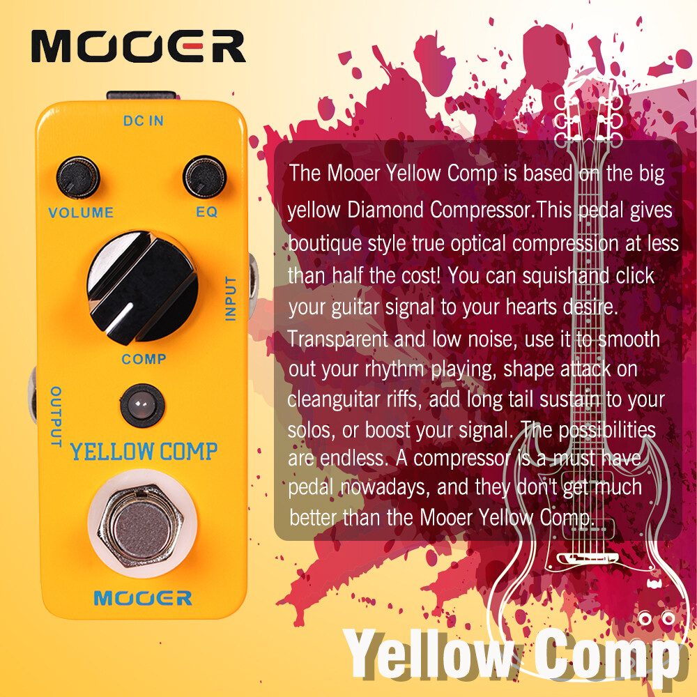 MOOER Compressor Pedal Yellow Comp Compression with True Bypass,EQ,Volume Adjust