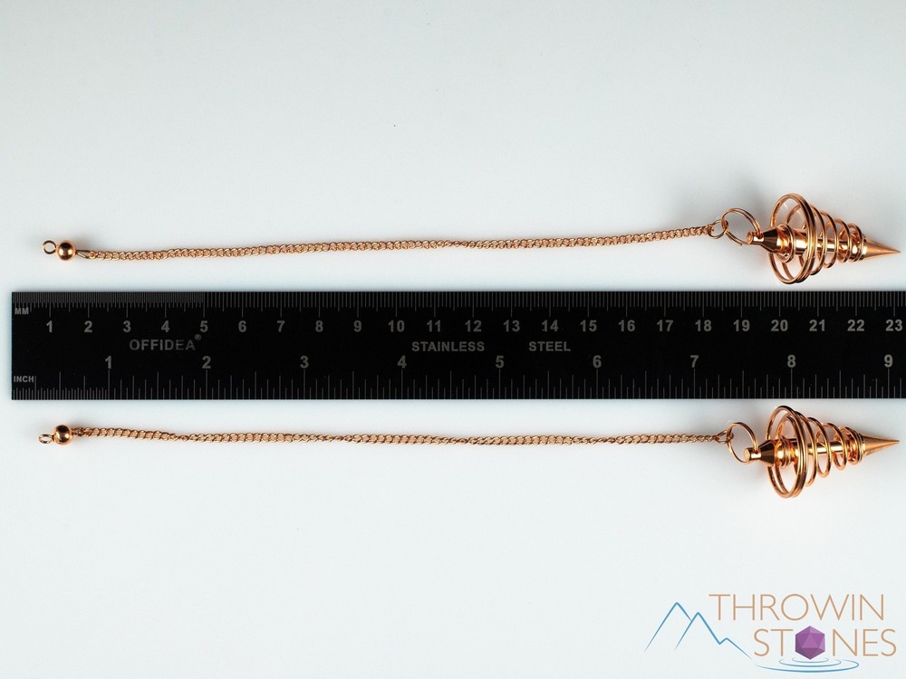 Spiral COPPER Pendulum - Divination, Metaphysical, Healing Crystals Stones E2055