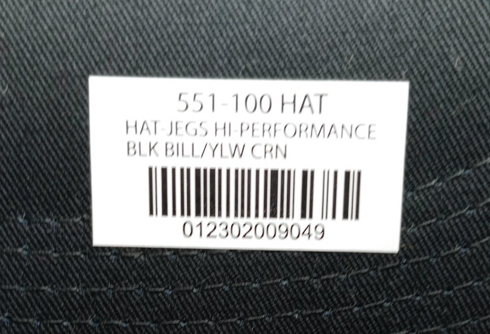 JEGS High Performance Yellow Cap with Black Bill Hook & Loop Strap JEGS.com Logo