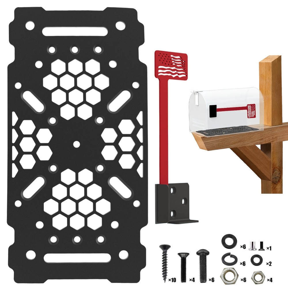 Mailbox Post Mount Bracket&Mailbox Flag, Heavy-Duty Plate for Post Mount Mailbox