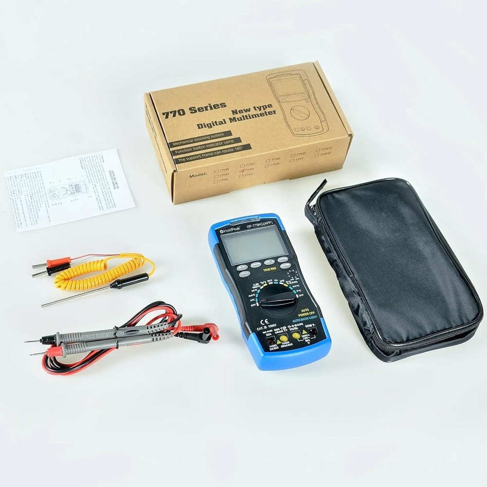 Bluetooth Multimeter NCV True RMS Temp 600A Voltmeter Ammeter AC DC Ohm Meter US