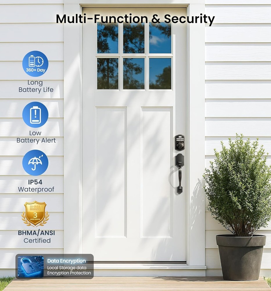 Biometric Door Lock, Anti-Peeping Password, Easy Install