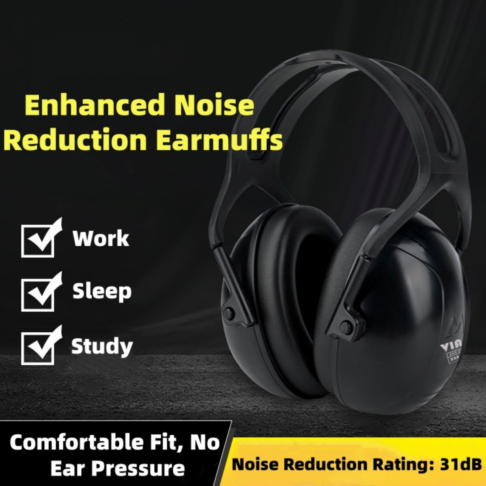 Noise Reduction Ear Muffs Soundproof Headphones for Study Work Industrial 31dB