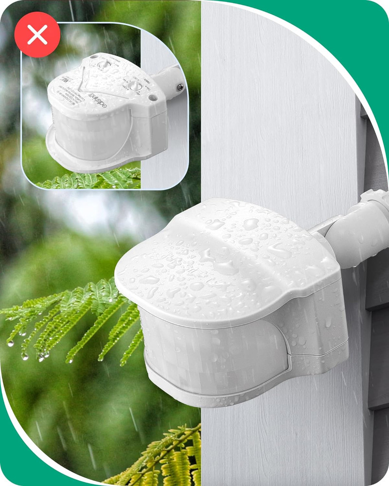 240° PIR Motion Sensor for Outdoor Lights – Adjustable Range & Time, White