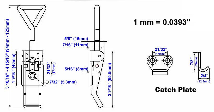 Steel Medium Adjustable Toggle Latch Catch For Boxes Chest Hardware # 34000133