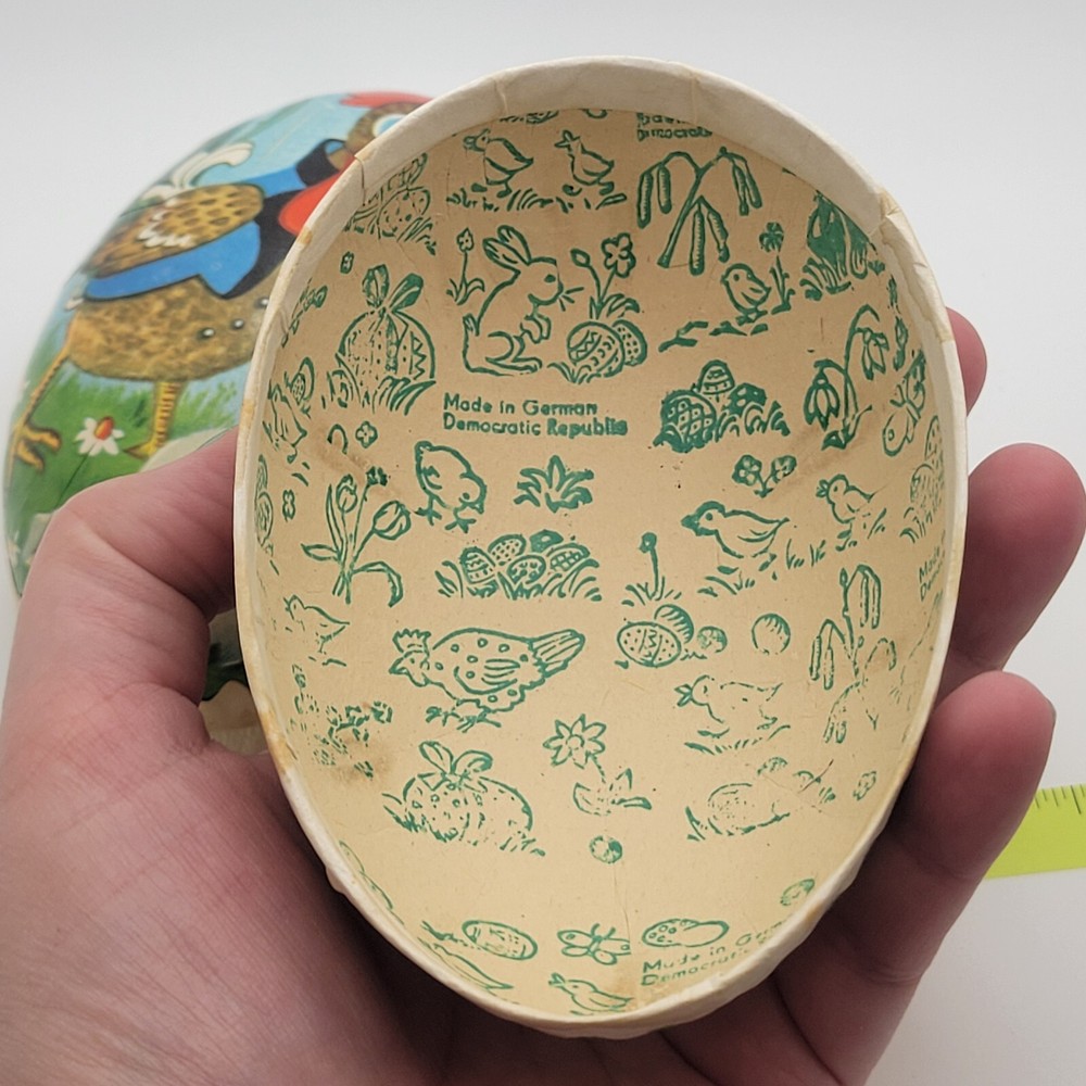 Rooster Paper Mache Egg Candy Container Made in German Democratic Rep Easter