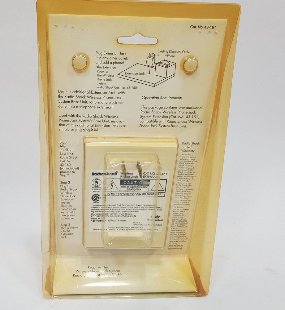 Radio Shack Wireless Phone Jack System Extension 43-161