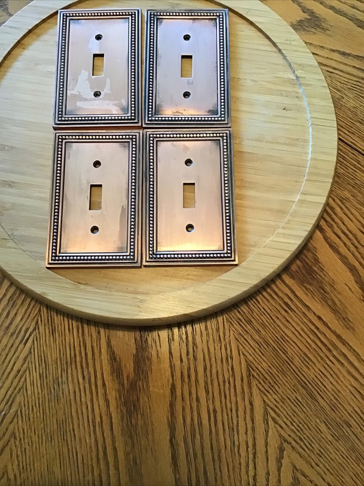 Lot (4) Vintage Copper Single Light Switch Plate Covers Make Offer!