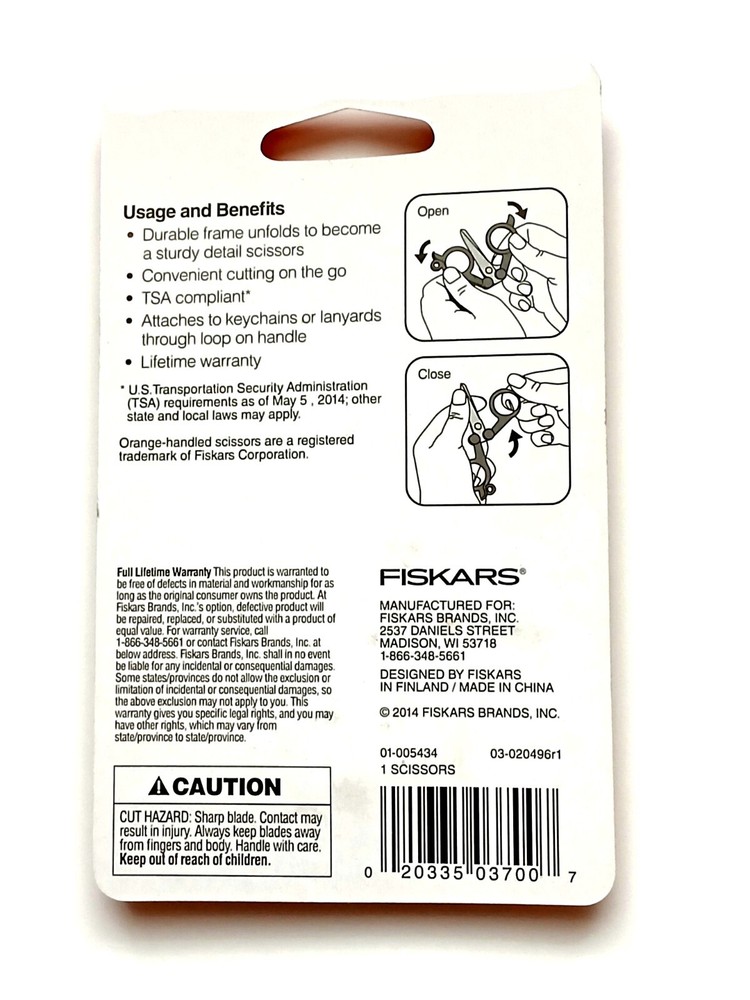 Fiskars Folding Travel Pocket Scissors, For small sewing projects. Orange