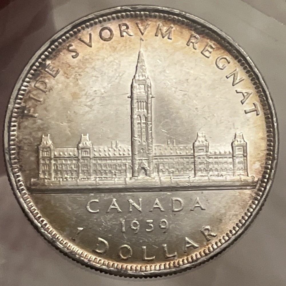1939 Canada One Silver Dollar - UNC GEM Toned B15