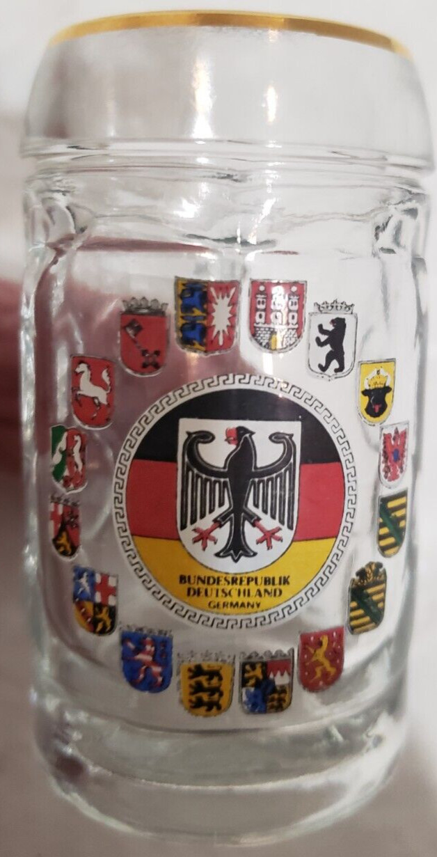 Bundesrepublick Deutschland Miniature Coat of Arms Beer Stein Gold Guilded