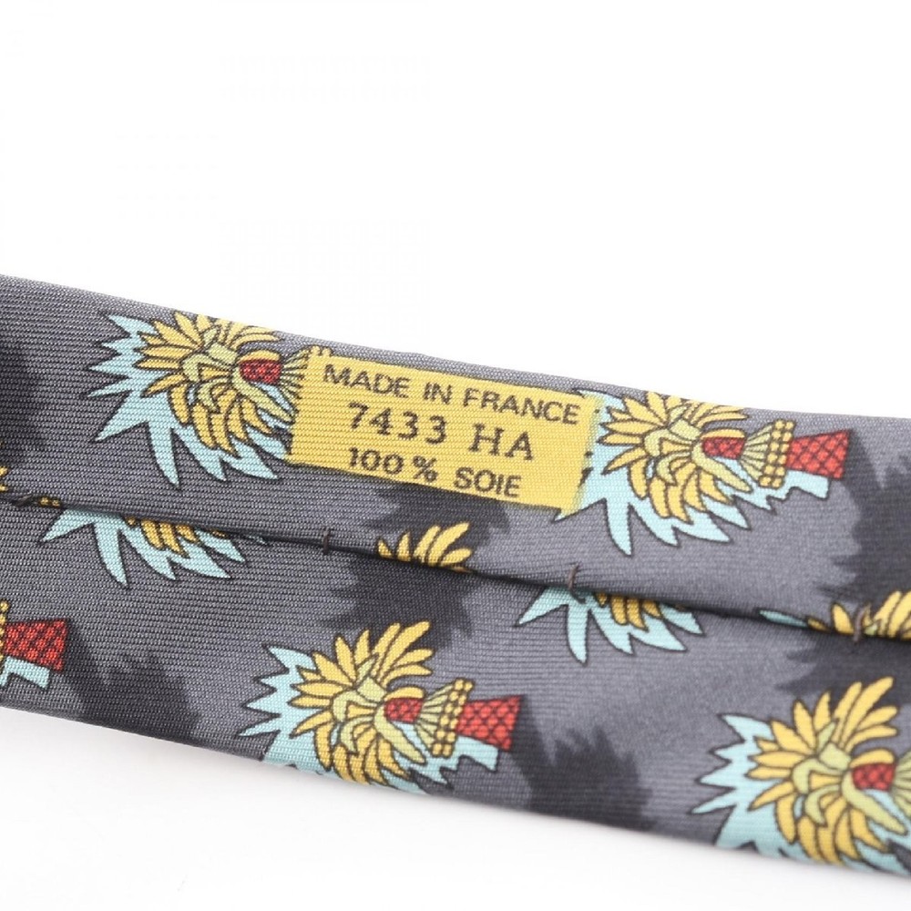 HERMES Tie Apparel Silk Gray Used