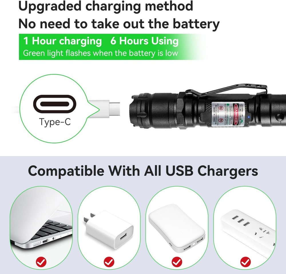 Rechargeable Green Laser Pointer Long Range Beam for Presentation