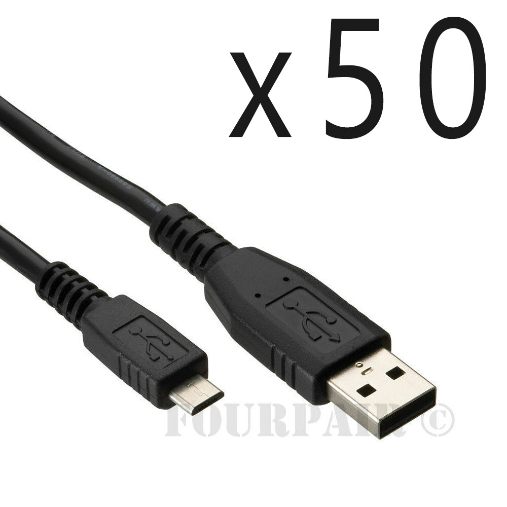 50 Pack - 10ft Micro USB Sync Charger Cable Cord LG HTC PS4 Xbox One Controller