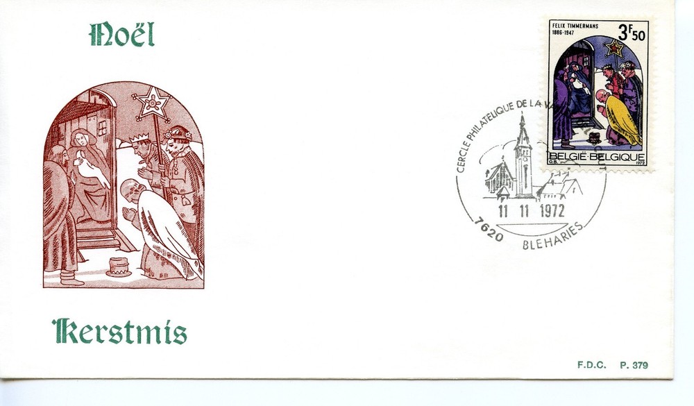 BELGIUM 1972 Christmas Stamp  FDC2531