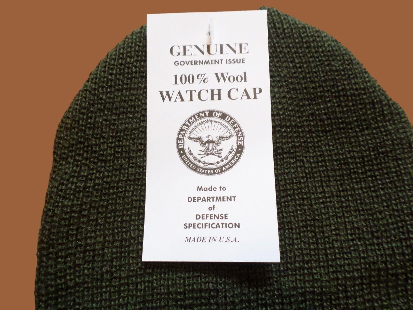 NEW GENUINE MILITARY ISSUE 100% WOOL GREEN WATCH CAP COLD WEATHER HAT U.S.A MADE