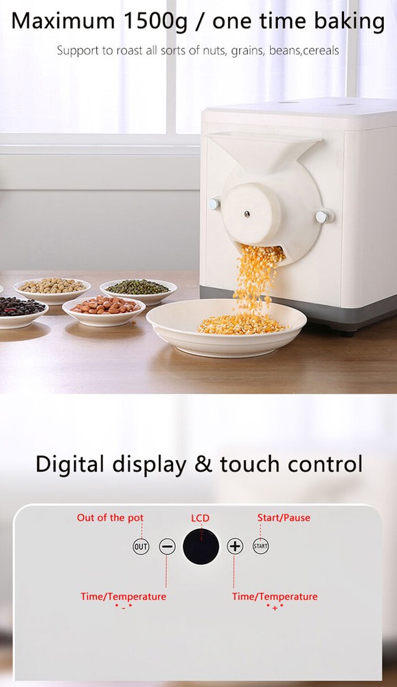 Electric Coffee Bean Roasting Machine Automatic Grains Baking Roaster Machine