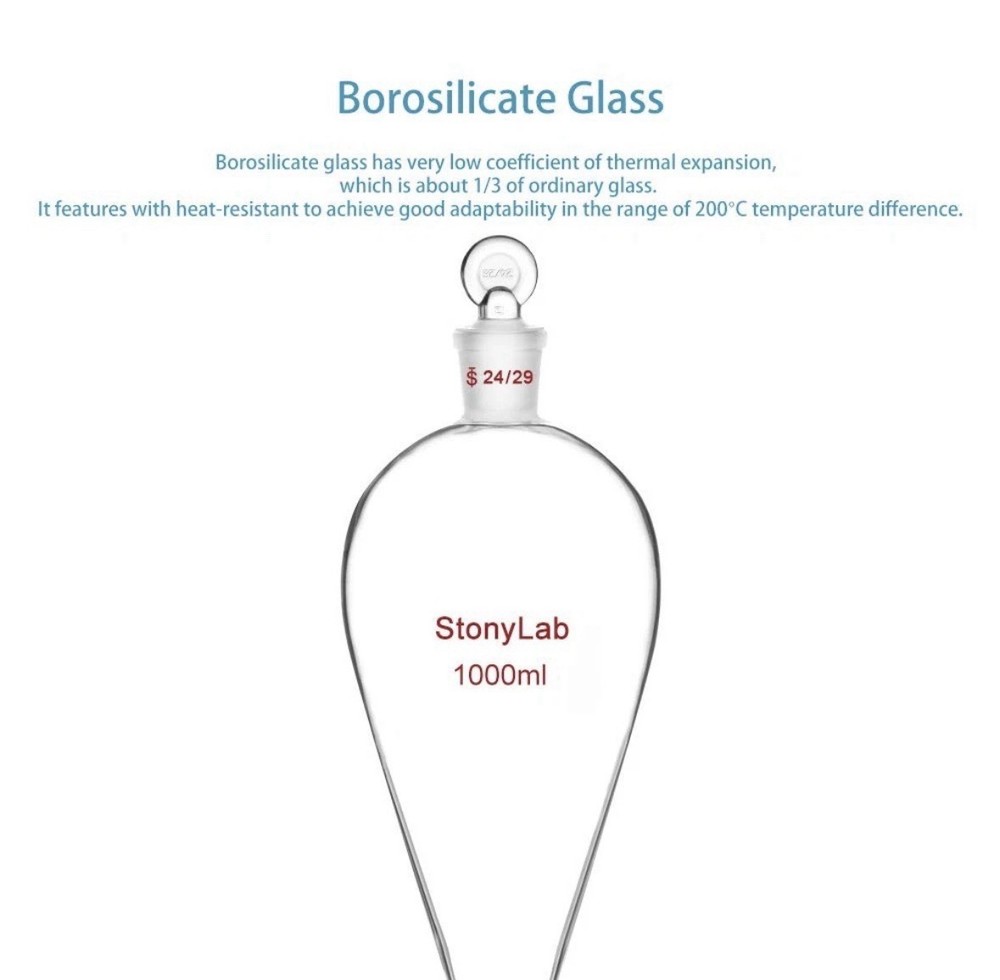 1000ml StonyLab separatory funnel designed for separating immiscible liquids.