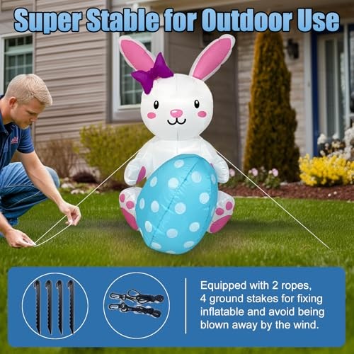4FT Easter Inflatable, Easter Inflatable Outdoor 4FT Easter Inflatable Bunny