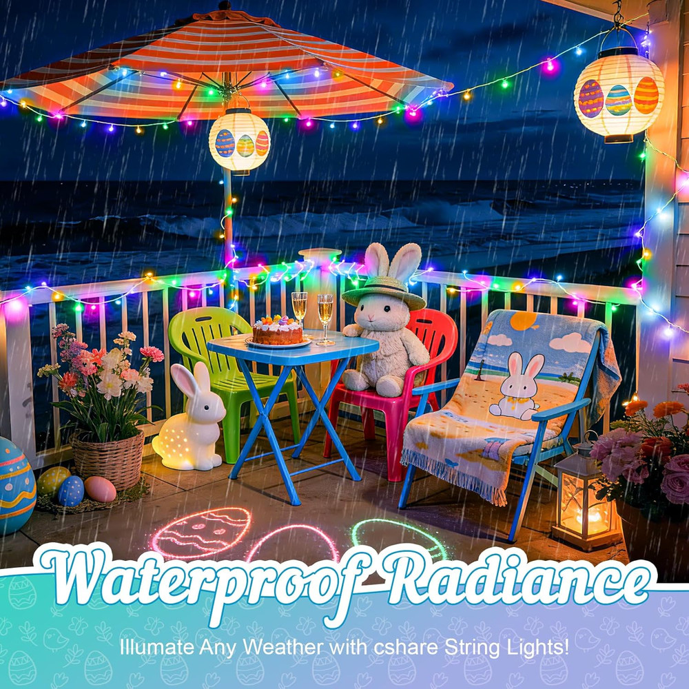 Easter String Lights Battery Operated, Pastel Easter Lights with Timer 16.4Ft 50