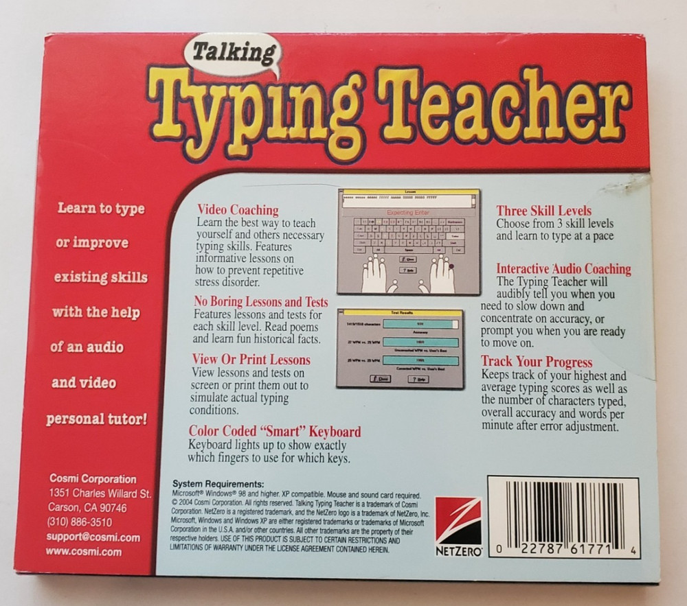 Cosmi: Talking Typing Teacher, (PC, CD-ROM), New Sealed