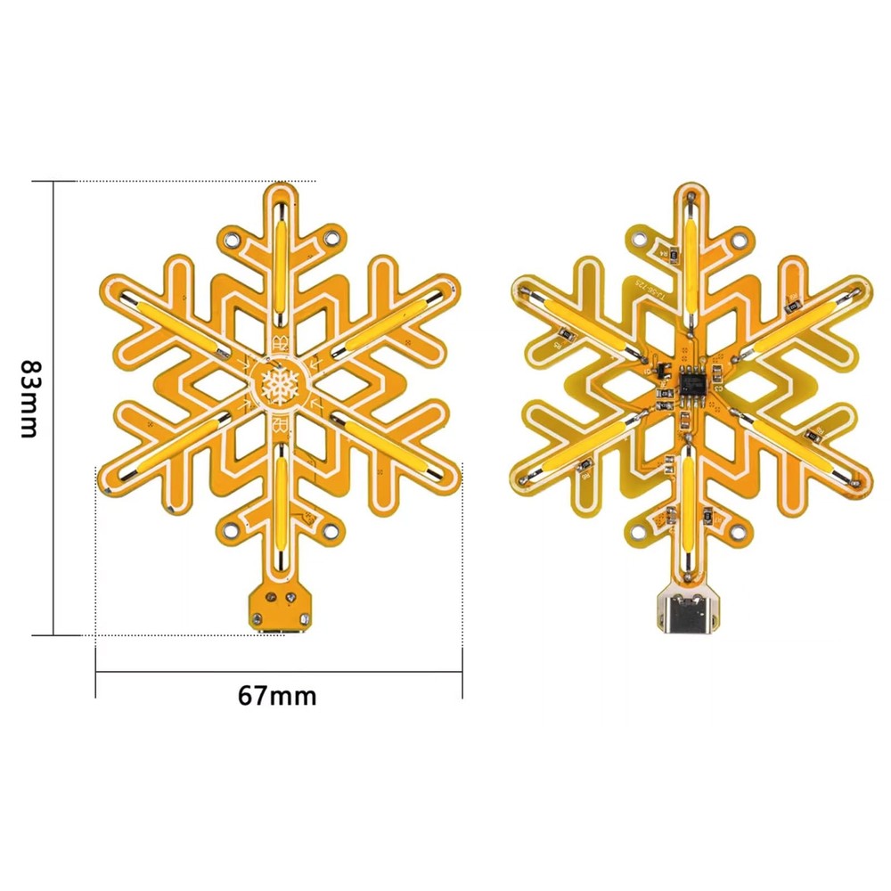 2 PCS Touch Dimming Snowflake Lighting Soldering Practice Kit PCB Board for S...