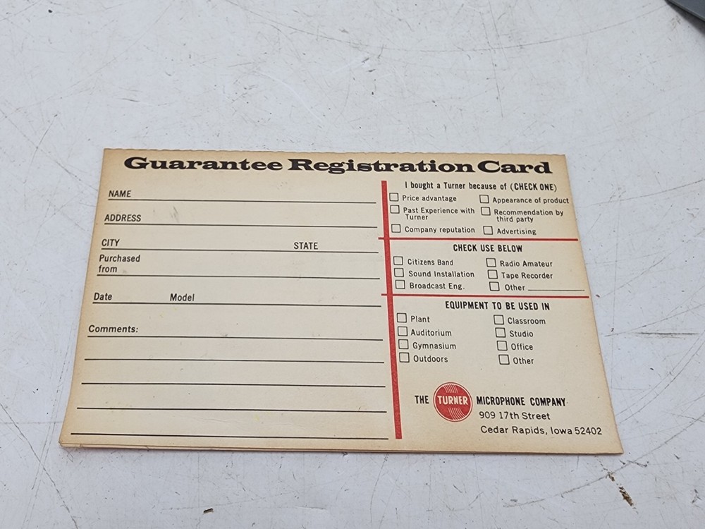 Vintage Turner 220A Dynamic Lavalier Microphone Tested Working Box AS IS