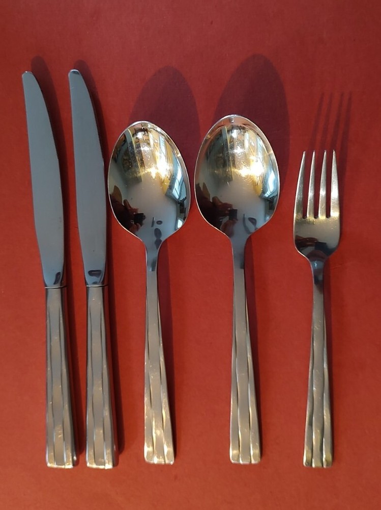 5pc Oneida USA CAMDEN Stainless 2 Serving Tablespoons Dinner Fork 2 Knives