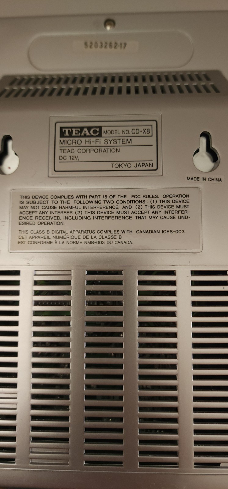 TEAC Micro Hi-Fi System CD-X8 Silver Receiver/CD Player