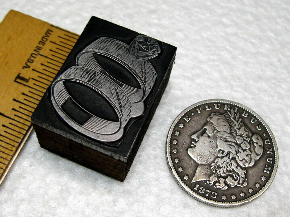 Letterpress Print Block - "Wedding Rings"