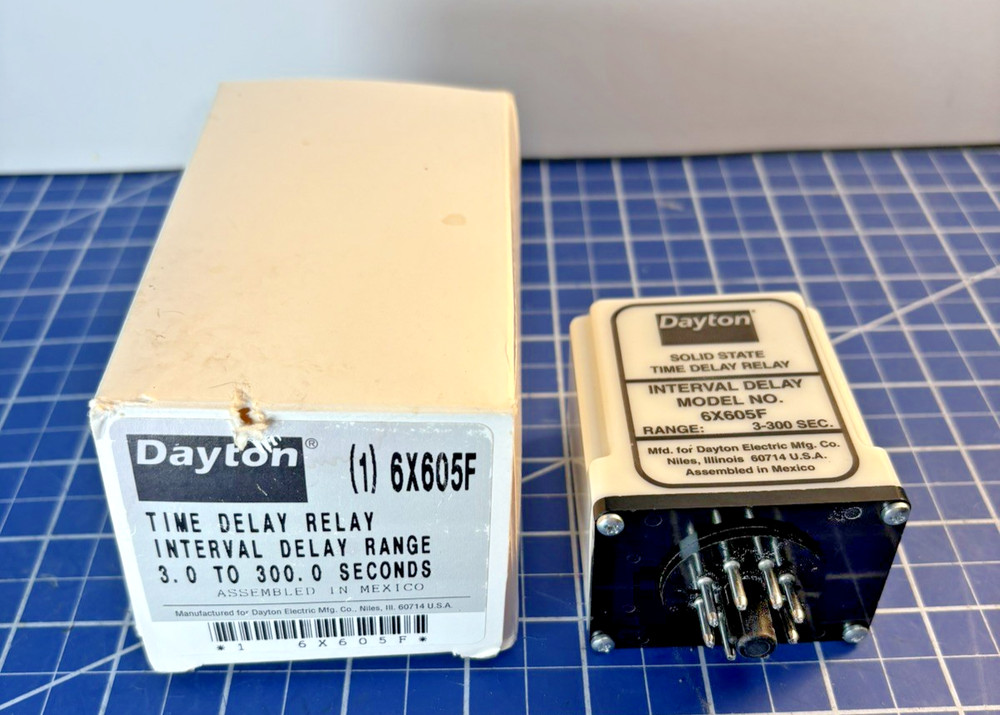 Dayton 3-300Sec Interval Delay Solid State Time Delay Relay 6X605F In Box