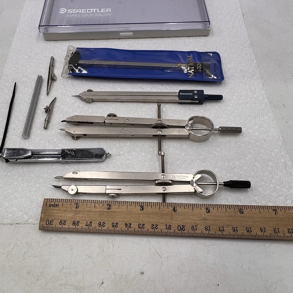 STAEDTLER MARS QUICKBOW National Kern Compass Drafting tools lot (case broken)